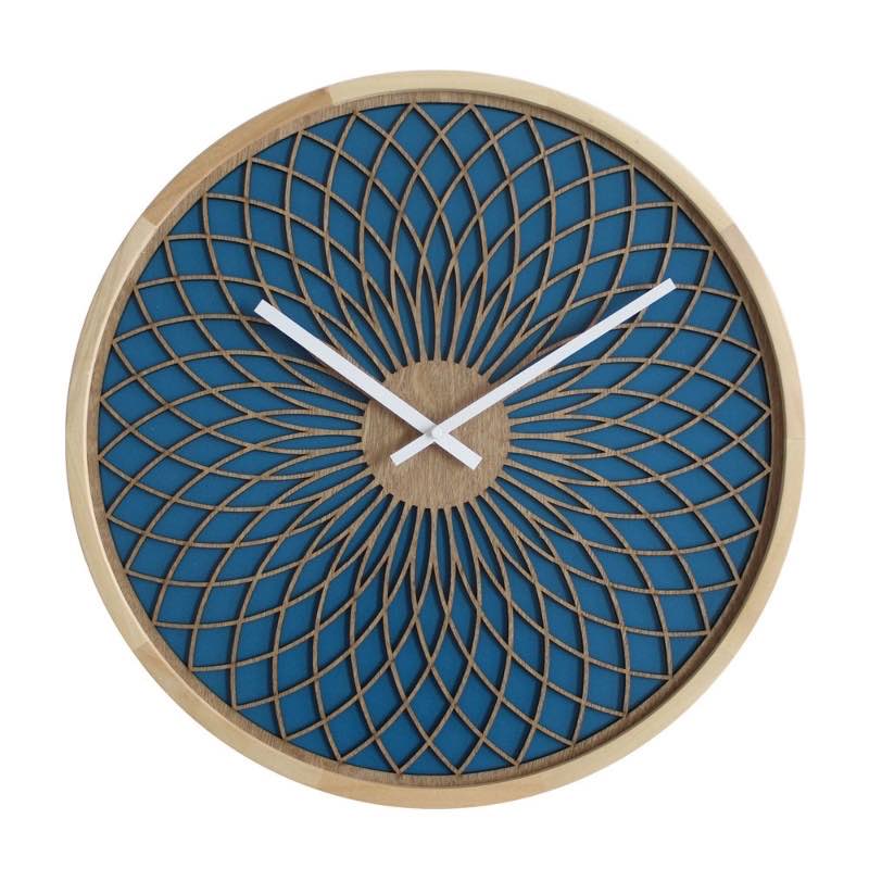 3D Spiral Wood Modern Wall Clock - Blue